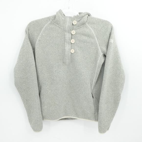 North‎ Face Sweater Womens Large Gray Crescent Sunshine 1/4 Zip Hoodie Outdoor - Picture 1 of 12